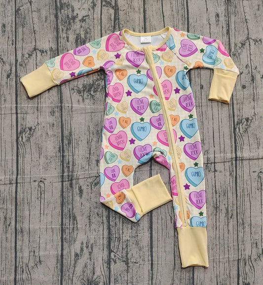 Baby Girls Colorful Hearts Stars Valentine Zipper Footie Rompers Preorder 10.25