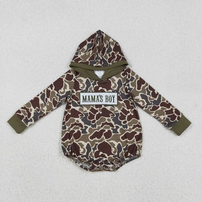 Sibling Baby Boys Southern Camo Embroidery Mama's Boy Hoodies Top