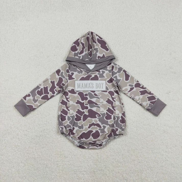 Sibling Baby Boys Southern Camo Embroidery Mama's Boy Hoodies Top