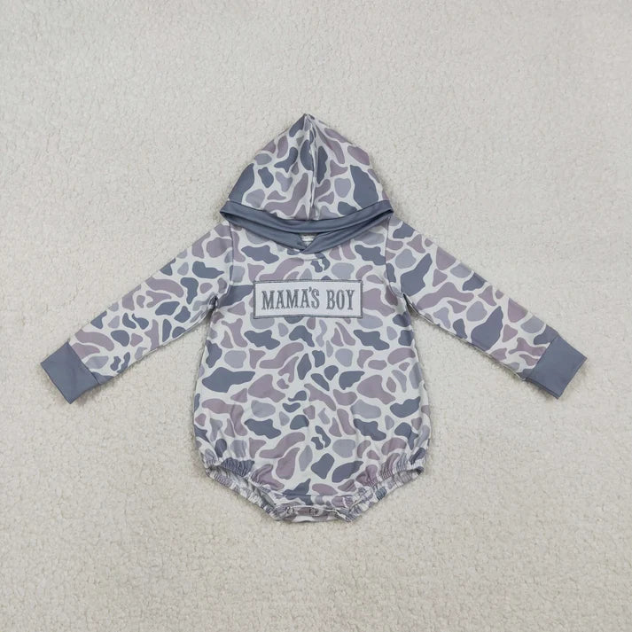 Sibling Baby Boys Southern Camo Embroidery Mama's Boy Hoodies Top