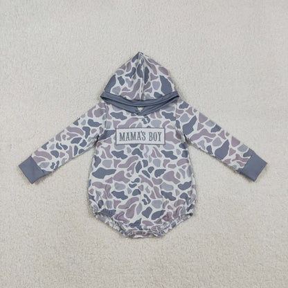 Sibling Baby Boys Southern Camo Embroidery Mama's Boy Hoodies Top