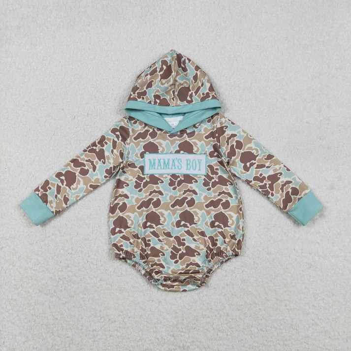 Sibling Baby Boys Southern Camo Embroidery Mama's Boy Hoodies Top