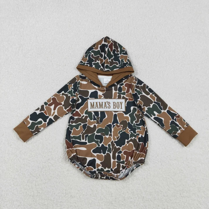 Sibling Baby Boys Southern Camo Embroidery Mama's Boy Hoodies Top