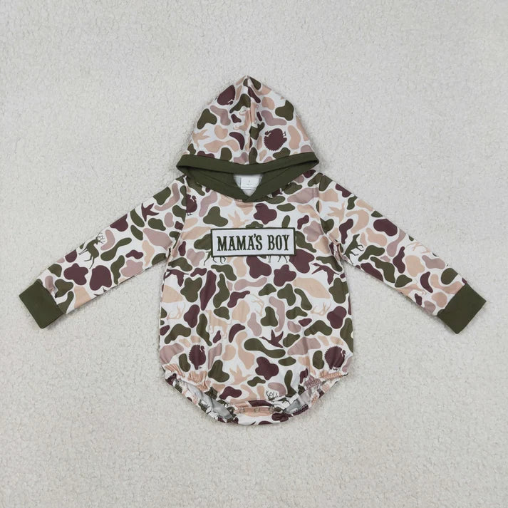 Sibling Baby Boys Southern Camo Embroidery Mama's Boy Hoodies Top
