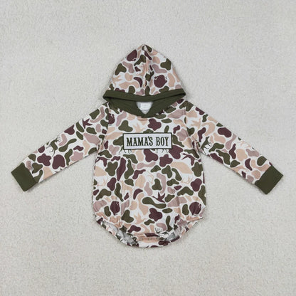 Sibling Baby Boys Southern Camo Embroidery Mama's Boy Hoodies Top