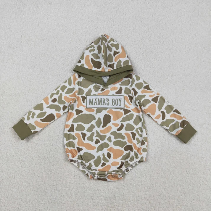 Sibling Baby Boys Southern Camo Embroidery Mama's Boy Hoodies Top