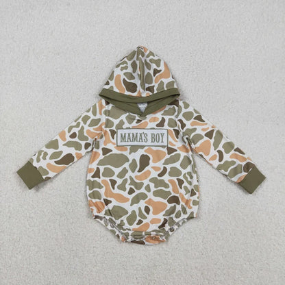 Sibling Baby Boys Southern Camo Embroidery Mama's Boy Hoodies Top