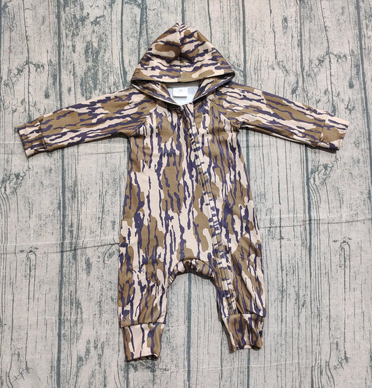 Baby Boys Olive Camo Hoodie Zipper Footie Rompers Preorder 10.24