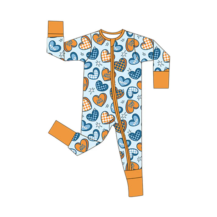 Baby Boys XOXO Hearts Stars Valentines Two Way Zip Convertible Rompers Preorder 11.28