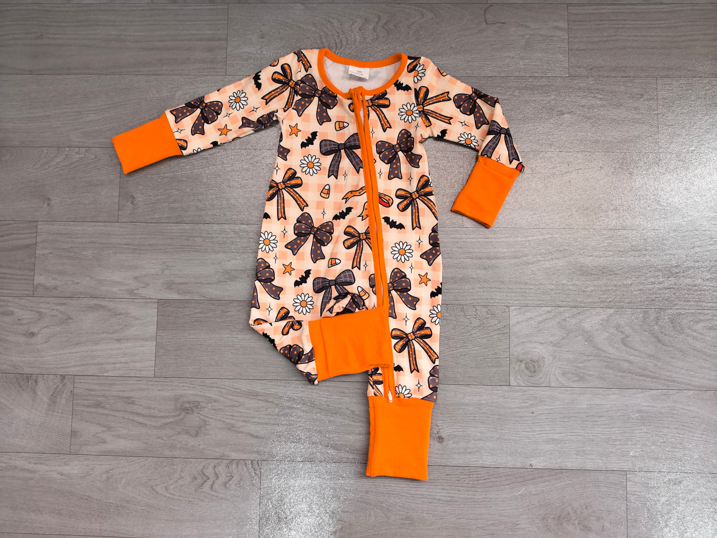 Baby Girls Candy Bows Flowers Halloweens Two Way Zip Convertible Rompers Preorder LR3161