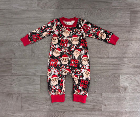 Baby Boys Rompers Santa Candy Cane Ho Ho Christmas Pant Rompers Preorder LR3162