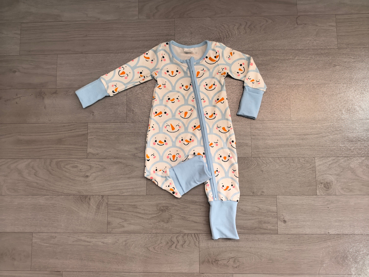 Baby Boys Rompers Blue Snowmen Christmas Two Way Zip Convertible Rompers Preorder LR3166