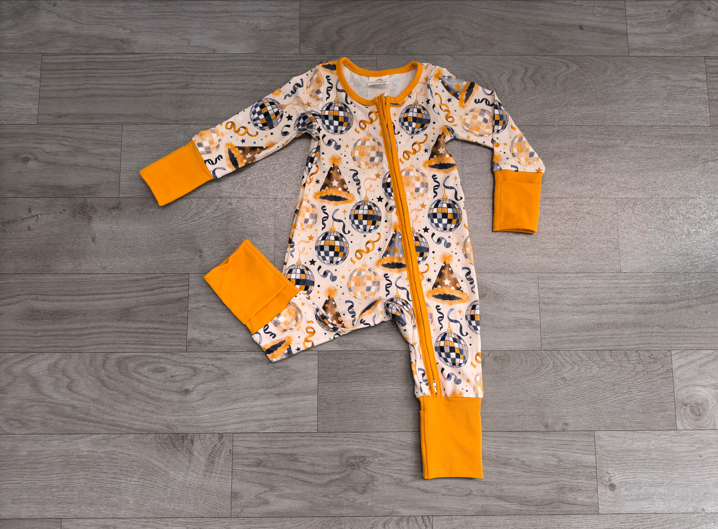 Baby Boys Stars Lights Happy New Year Two Way Zip Convertible Rompers Preorder LR3212