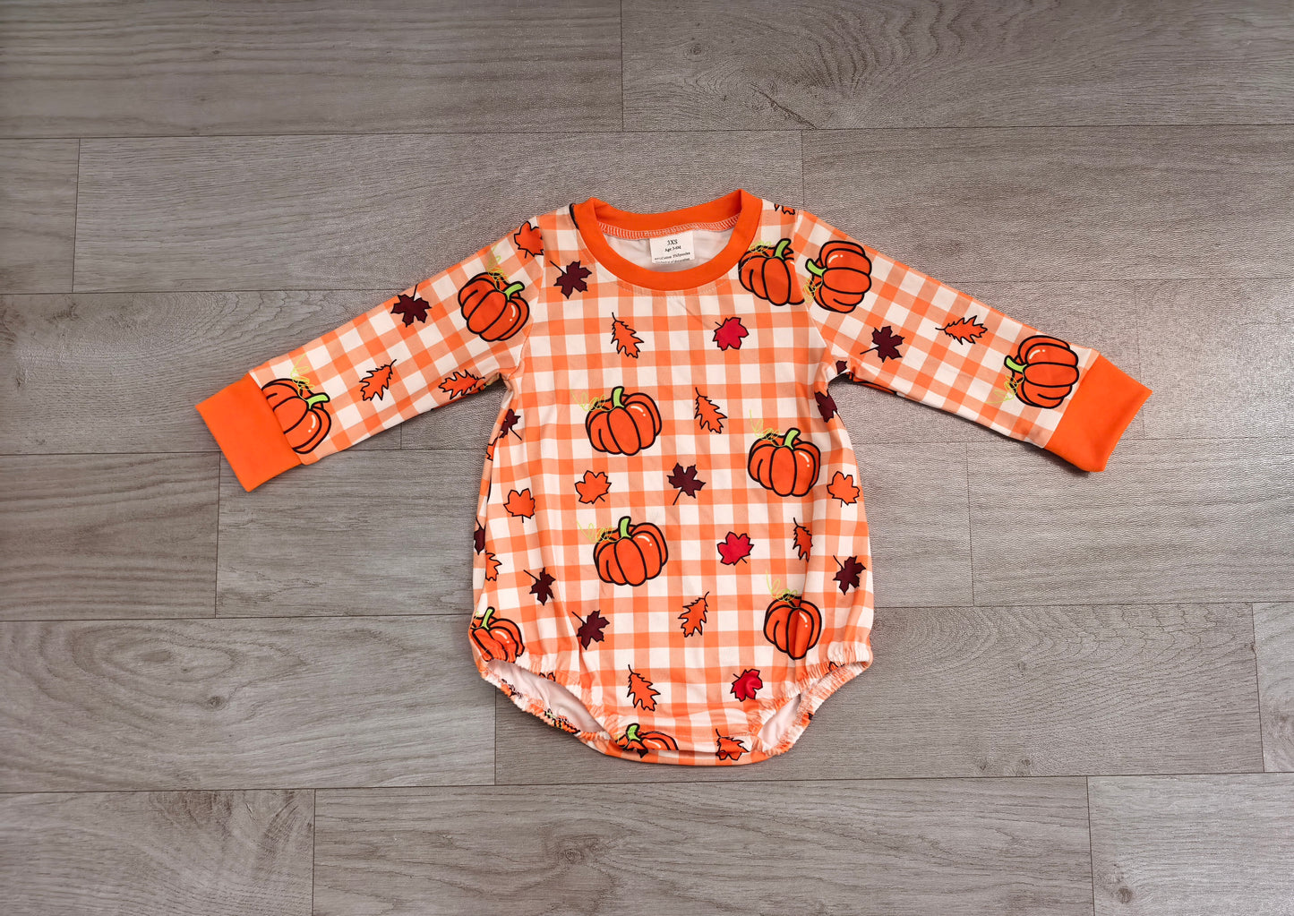 Baby Boys Rompers Long Sleeve Pumpkins Checked Fall Romper Preorder LR3236