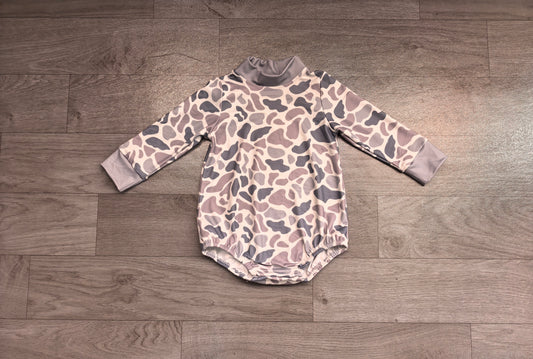 Baby Boys Long Sleeve Light Grey Camo Rompers Preorder LR3260