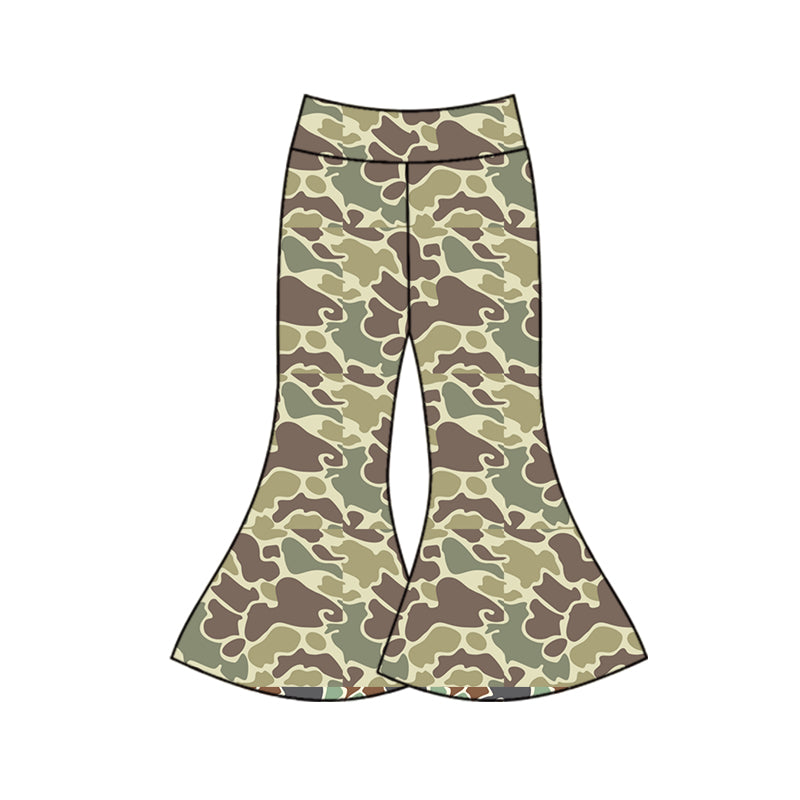 Baby Girls Pants Green Camo Bell Bottom Pants Preorder P0589