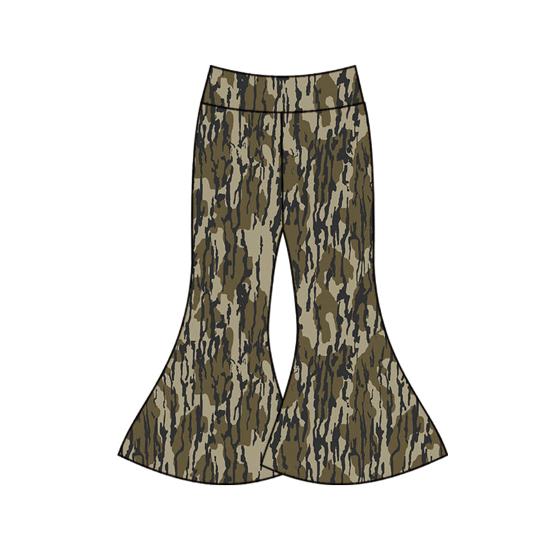 Baby Girls Pants Green Camo Brown Bell Bottom Pants Preorder P0590