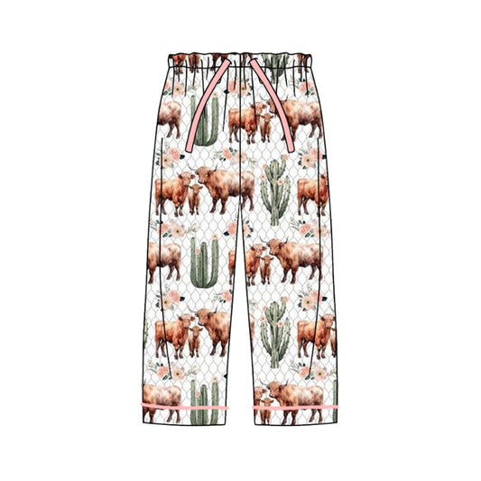 Adult Men Pants Western Cows Cactus Bottom Pants Pajamas Preorder P0605