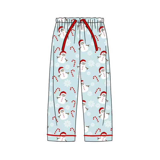 Adult Men Pants Christmas Blue Snowman Candy Cane Bottom Pants Pajamas Preorder P0606