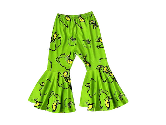 Baby Girls Pants Christmas Green Bell Bottom Pants Preorder P0627