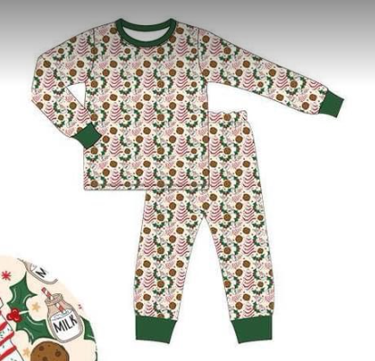 Baby Girls Pajamas Christmas Tree Cake Top Pants Pajamas Sets Preorder Moq 5