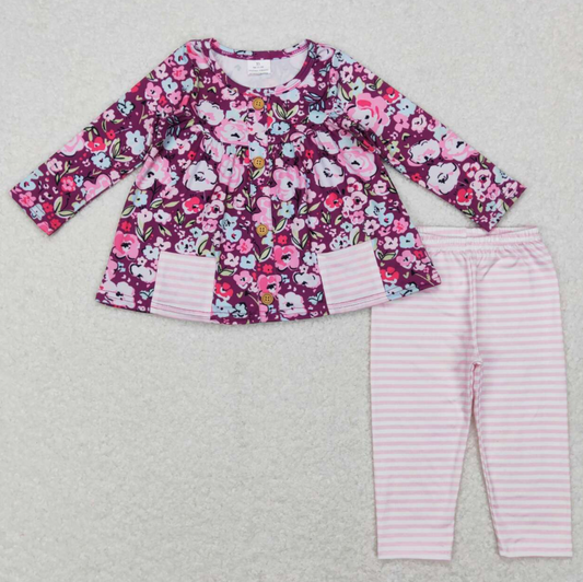 Flower Print Baby Girls Clothes Set