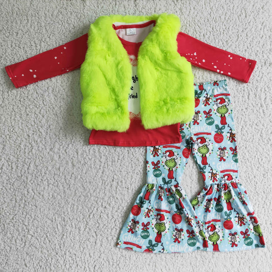 Boutique Christmas Girls Clothing with Vest 3pcs Outfits GLP0370