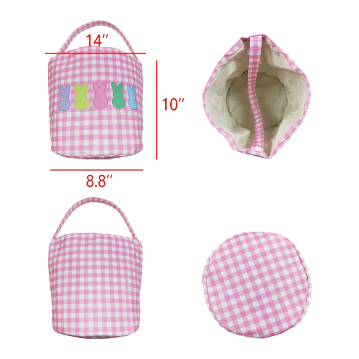 Baby Girls Bags Easter Pink Checkered Bunny Basket Bags BA0160