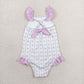 Sibling Baby Girls Lavender Flowers Stripe Swimsuits
