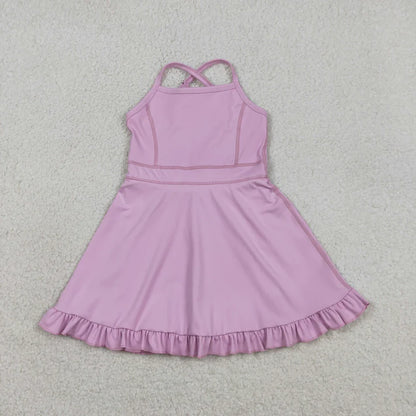 Sibling Baby Girls Strap Yoga Active Short Team Knee Length Dresses