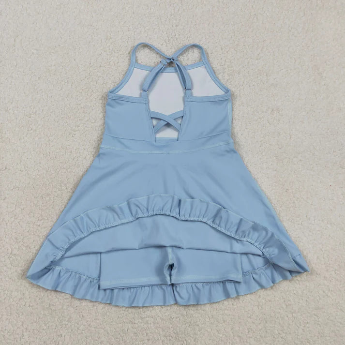 Sibling Baby Girls Strap Yoga Active Short Team Knee Length Dresses