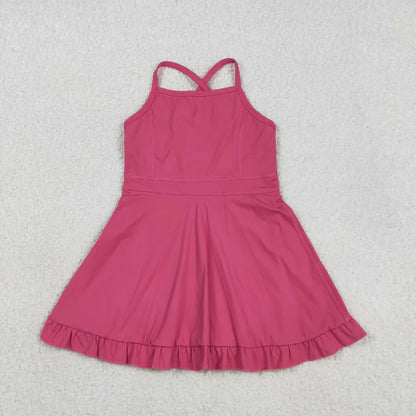 Sibling Baby Girls Strap Yoga Active Short Team Knee Length Dresses