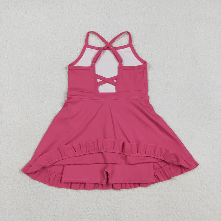 Sibling Baby Girls Strap Yoga Active Short Team Knee Length Dresses