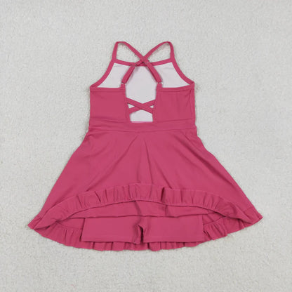 Sibling Baby Girls Strap Yoga Active Short Team Knee Length Dresses