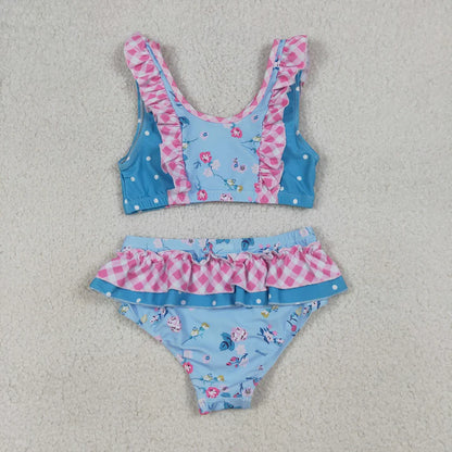 Baby Girls Sleeveless Flowers Button Vest Top Bummies Short Swimsuits S0777