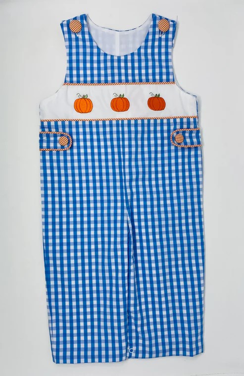 Baby Infant Boys Rompers Blue Checkered Pumpkin Rompers preorder SR1949