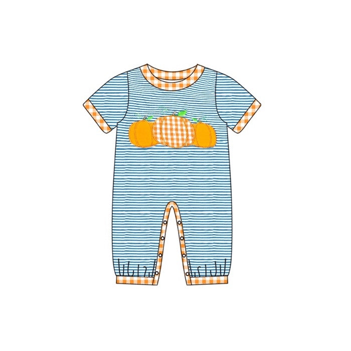 Baby Infant Boys Rompers Stripes Pumpkin Fall Rompers preorder SR1960