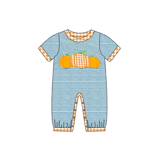 Baby Infant Boys Rompers Stripes Pumpkin Fall Rompers preorder SR1960