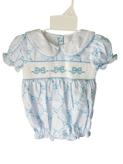 Baby Infant Girls Rompers Bows Blue Short Sleeve Rompers preorder SR1969