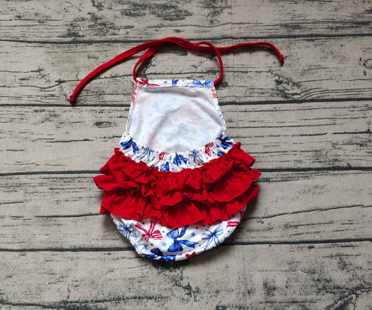Baby Infant Girls Rompers 4th of July Bows Halter Rompers preorder SR2591