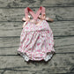 Baby Infant Girls Rompers Pink Flowers Bows Straps Rompers preorder SR2704