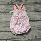 Baby Infant Girls Rompers Pink Flowers Bows Straps Rompers preorder SR2704