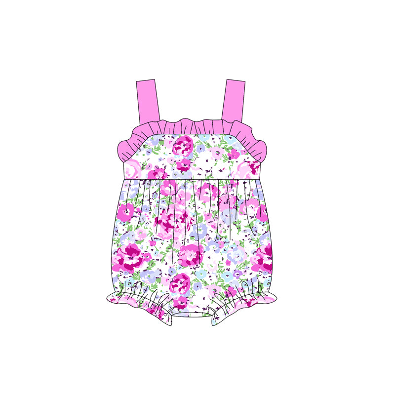 Baby Infant Girls Rompers Pink Strap Floral Ruffle Rompers Preorder SR2895 3.3