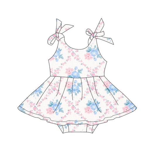Baby Girls Rompers Strap Pink Floral Plaid Skort Ruffle Rompers Preorder SR3047 3.27