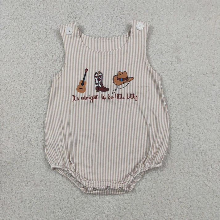 Sibling Baby Kids It's Alright to Be Little Bitty Stripe Top Short Western Clothes Set Rompers