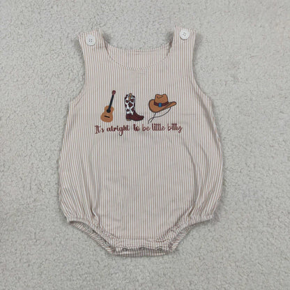 Sibling Baby Kids It's Alright to Be Little Bitty Stripe Top Short Western Clothes Set Rompers