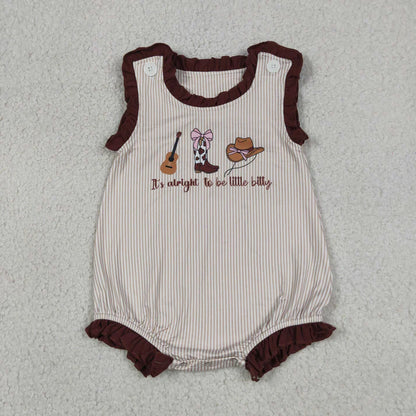 Sibling Baby Kids It's Alright to Be Little Bitty Stripe Top Short Western Clothes Set Rompers