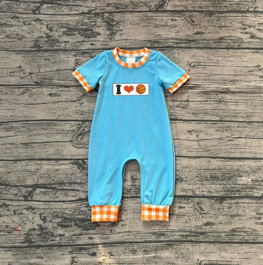 Embroidery I Love Basketballs Baby Boys Team Footie Rompers Preorder SR3366 11.17