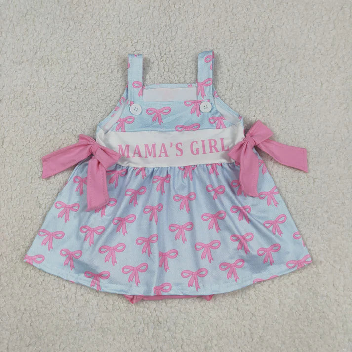 Sibling Mama's Girls Strap Bows Ruffle Knee Length Dress Bummies Tunic Rompers
