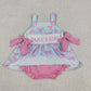 Sibling Mama's Girls Strap Bows Ruffle Knee Length Dress Bummies Tunic Rompers